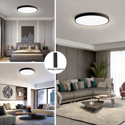 Brilagi - Dimmerbar LED-taklampa POOL SMART LED/100W/230V 3000-6000K Ø 80 cm Wi-Fi Tuya svart + fjärrkontroll