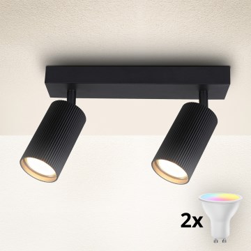 Brilagi - Dimbart LED RGBW-spot SELE MODERN 2xGU10/4,8W/230V 3000K svart + fjärrkontroll