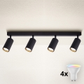 Brilagi - Dimbart LED RGBW-spotlampa SELE MODERN 4xGU10/4,8W/230V 3000K svart + fjärrkontroll