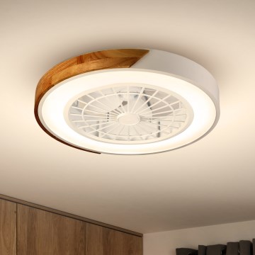 Brilagi - Dimbart LED-takarmatur med fläkt LED/30W/230V 3000–6500K Ø 50 cm vit/ek + fjärrkontroll