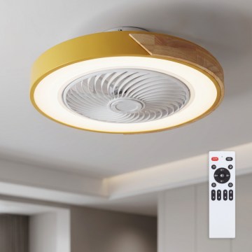 Brilagi - Dimbart LED-takarmatur med fläkt LED/38W/230V 3000-6500K Ø 50 cm guld/ek + fjärrkontroll