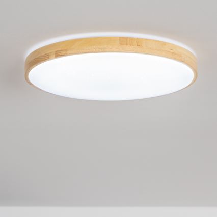 Brilagi - LED-dimmerbar takarmatur PINE LED/24W/230V trä Ø 42 cm 3000-6500K + fjärrkontroll