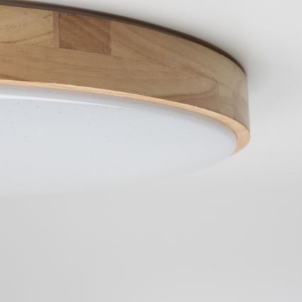 Brilagi - LED-dimmerbar takarmatur PINE LED/24W/230V trä Ø 42 cm 3000-6500K + fjärrkontroll