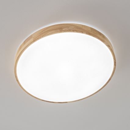 Brilagi - LED-dimmerbar takarmatur PINE LED/24W/230V trä Ø 42 cm 3000-6500K + fjärrkontroll