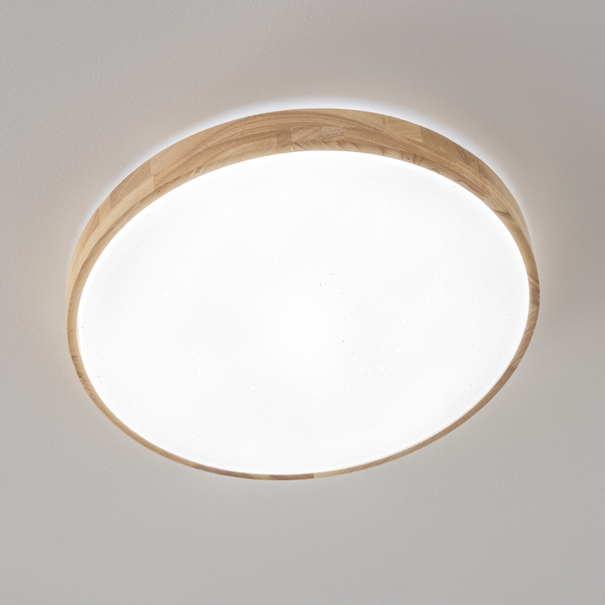 Brilagi - LED-dimmerbar takarmatur PINE LED/24W/230V trä Ø 42 cm 3000-6500K + fjärrkontroll