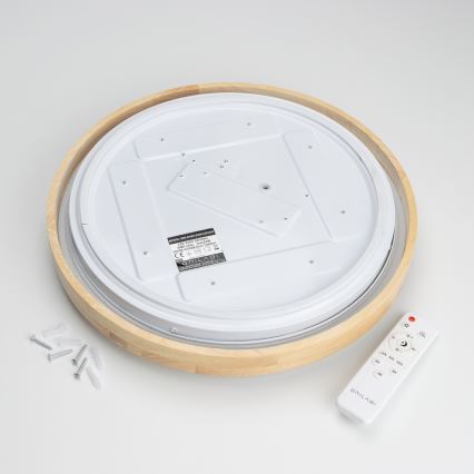 Brilagi - LED-dimmerbar takarmatur PINE LED/24W/230V trä Ø 42 cm 3000-6500K + fjärrkontroll