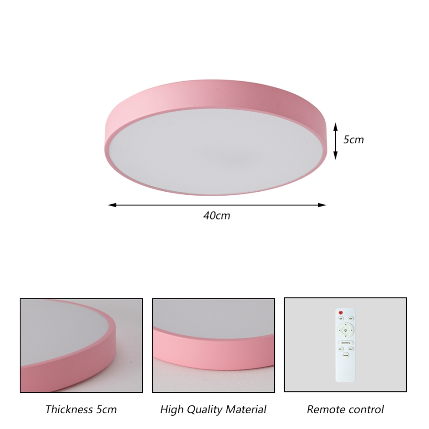 Brilagi - Dimbar LED-taklampa POOL LED/48W/230V 3000-6000K Ø 40 cm rosa + fjärrkontroll