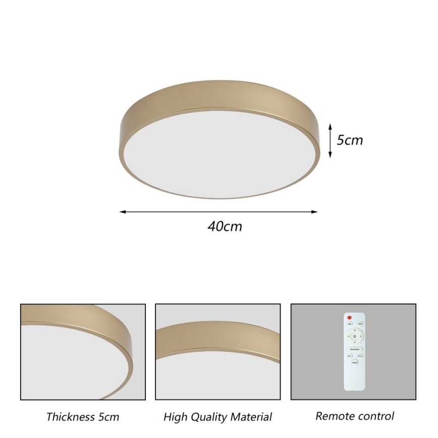 BRILAGI - dimbar LED-takplafond POOL LED/48W/230V 3000-6000K Ø 40 cm, guld, inklusive fjärrkontroll