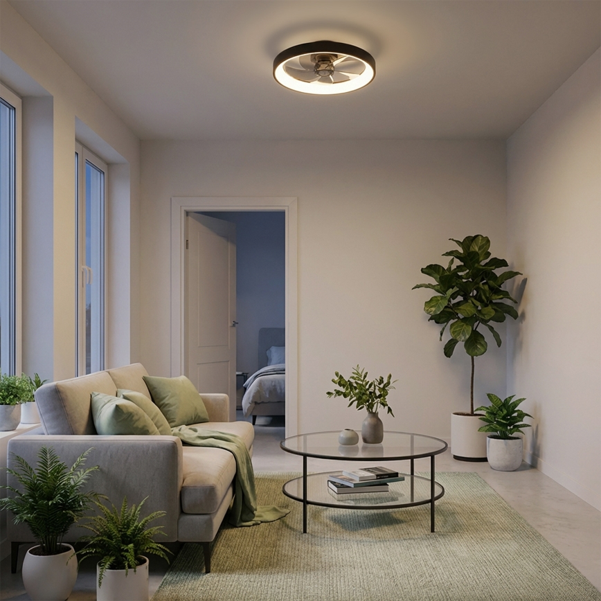 Brilagi - Dimmbar LED-takfläkt LED/34W/230V 3000–6500K Ø 50 cm svart + fjärrkontroll