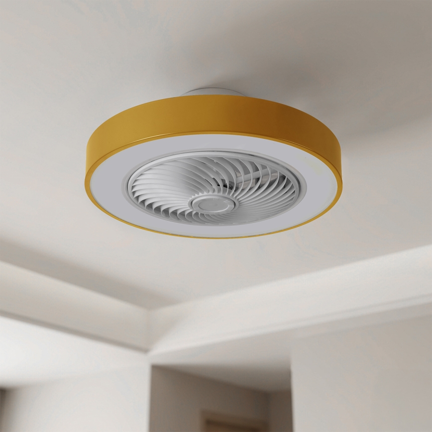 Brilagi - LED-dimbar taklampa med fläkt, 38W/230V, 3000-6500K, Ø 50 cm, guldfärgad + fjärrkontroll