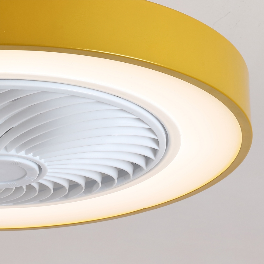 Brilagi - LED-dimbar taklampa med fläkt, 38W/230V, 3000-6500K, Ø 50 cm, guldfärgad + fjärrkontroll