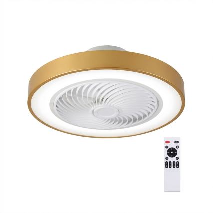 Brilagi - LED-dimbar taklampa med fläkt, 38W/230V, 3000-6500K, Ø 50 cm, guldfärgad + fjärrkontroll