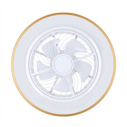 Brilagi - LED-dimbar taklampa med fläkt, 38W/230V, 3000-6500K, Ø 50 cm, guldfärgad + fjärrkontroll