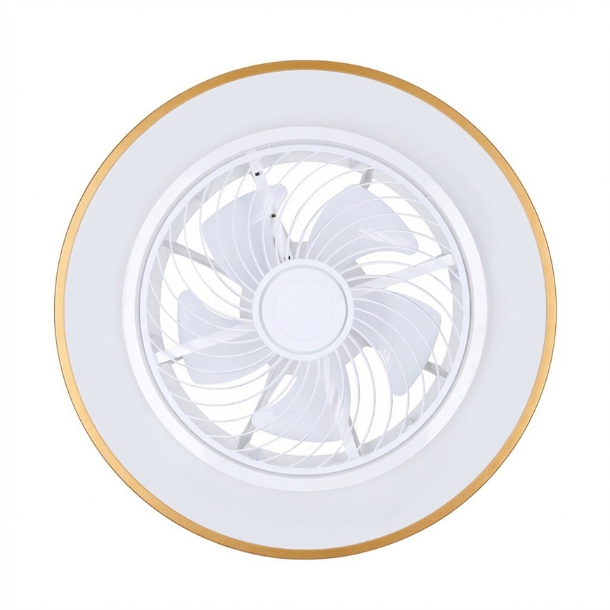 Brilagi - LED-dimbar taklampa med fläkt, 38W/230V, 3000-6500K, Ø 50 cm, guldfärgad + fjärrkontroll