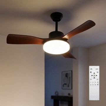 Brilagi - Dimbbar LED-takfläkt LED/34W/230V 106 cm svart/brun + fjärrkontroll