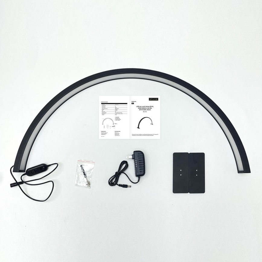BRILAGI - LED dimbar bågformad bordslampa för modellbygge RADIO LED/30W/24/230V 3000/4000/6500K svart