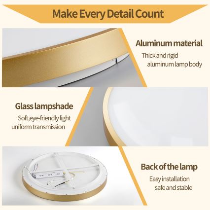 Brilagi - Dimbart LED-takarmatur GLASS POOL DOUBLE LED/48W/230V 3000-6000K 40 cm guld + fjärrkontroll