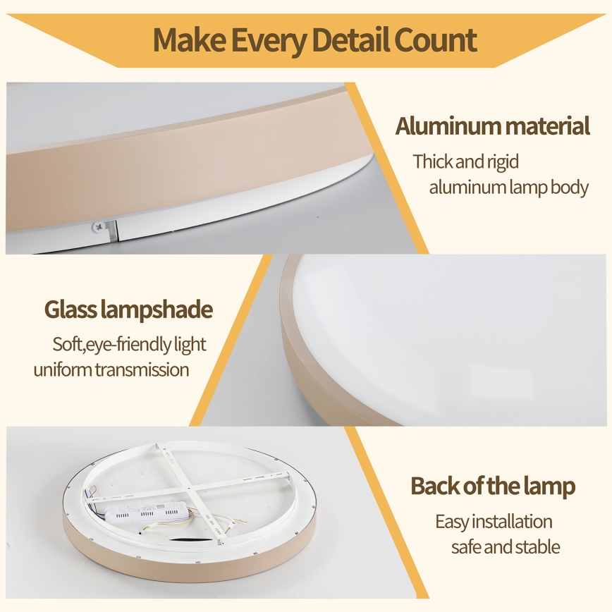 Brilagi - Dimbar LED-taklampa GLASS POOL DOUBLE LED/80W/230V 3000-6000K 60 cm beige + fjärrkontroll