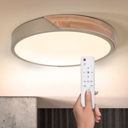 BRILAGI - LED dimbar taklampa PILANA LED/48W/230V 3000-6500K ek/beige Ø 40 cm + fjärrkontroll