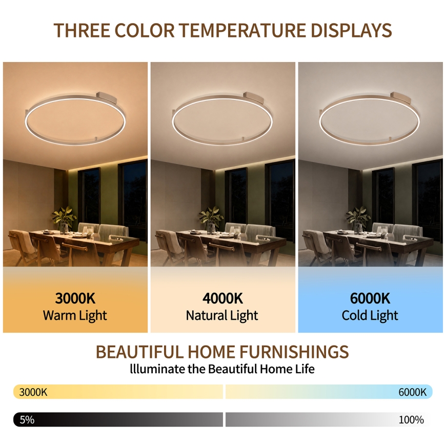 Brilagi - LED-dimbar taklampa PORTOFINO LED/60W/230V 3000-6000K Ø 80 cm beige + fjärrkontroll