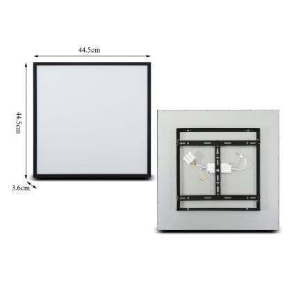 Brilagi - Dimbar LED-takarmatur SLIMFRAME LED/36W/230V 45x45 cm 3000-6000K svart + fjärrkontroll