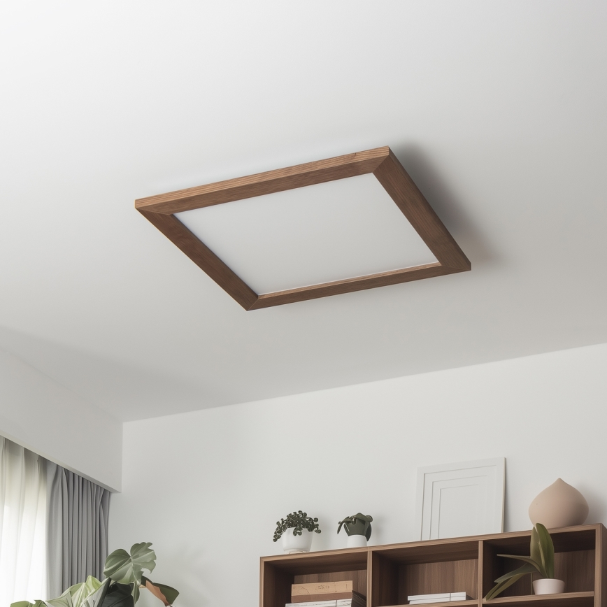 Brilagi - Dimbart LED-takarmatur SLIMFRAME WOOD LED/36W/230V 49,5x49,5 cm 3000-6000K mörkbrun + fjärrkontroll