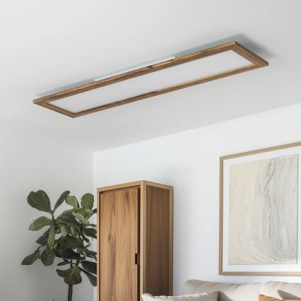 Brilagi - Dimbart LED-takarmatur SLIMFRAME WOOD LED/58W/230V 124x33,7 cm 3000-6000K brun + fjärrkontroll