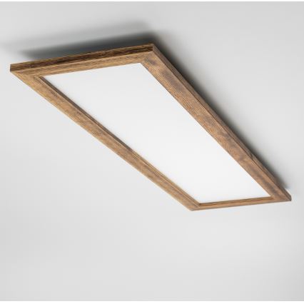 Brilagi - Dimbart LED-takarmatur SLIMFRAME WOOD LED/58W/230V 124x33,7 cm 3000-6000K brun + fjärrkontroll