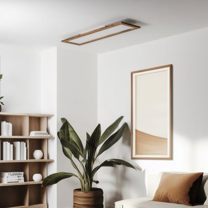 Brilagi - Dimbart LED-takarmatur SLIMFRAME WOOD LED/58W/230V 124x33,7 cm 3000-6000K brun + fjärrkontroll