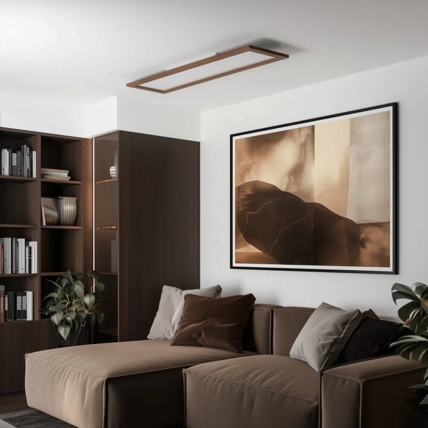 BRILAGI - Dimmbar LED-taklampa SLIMFRAME WOOD LED/58W/230V 124x34 cm 3000-6000K mörkbrun + fjärrkontroll