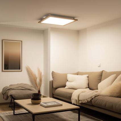Brilagi - Dimbart LED-takarmatur SLIMFRAME WOOD LED/58W/230V 64x64 cm 3000-6000K brun + fjärrkontroll