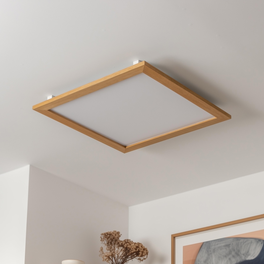 Brilagi - Dimbart LED-takarmatur SLIMFRAME WOOD LED/58W/230V 64x64 cm 3000-6000K brun + fjärrkontroll