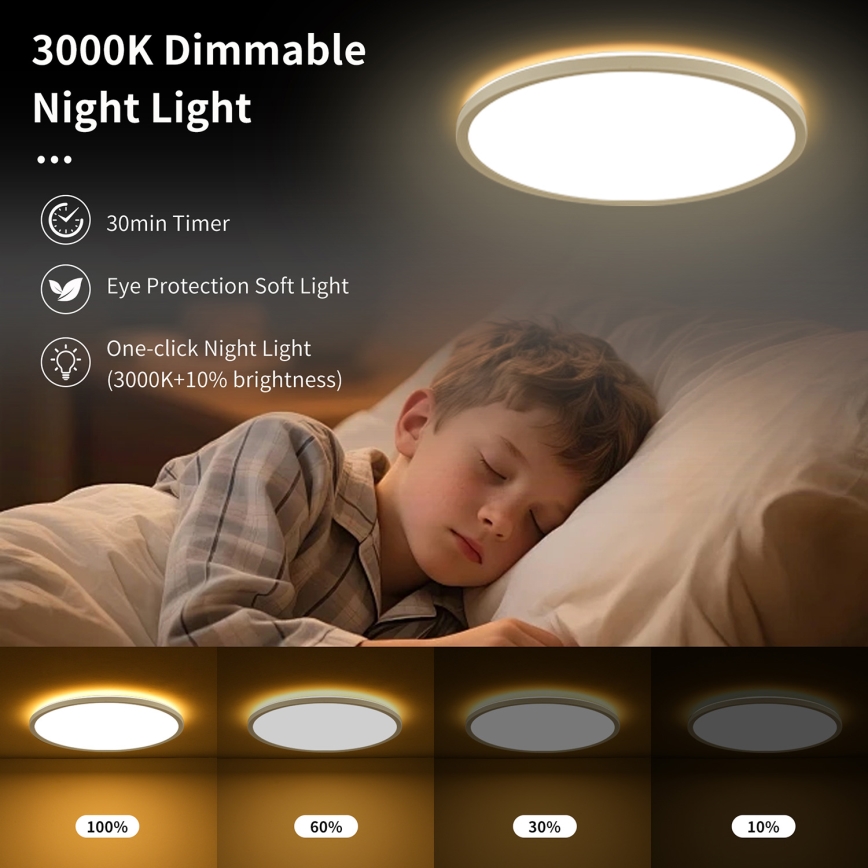 Brilagi - Dimmbar ultratunn takarmatur LED/18W/230V 2700-6500K Ø 30 cm vit + fjärrkontroll