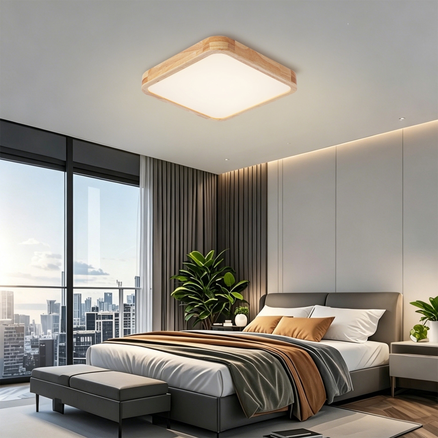 BRILAGI - Dimbart LED-takarmatur WOODLINE SQUARE LED/48W/230V 3000-6000K ek 40x40 cm + fjärrkontroll