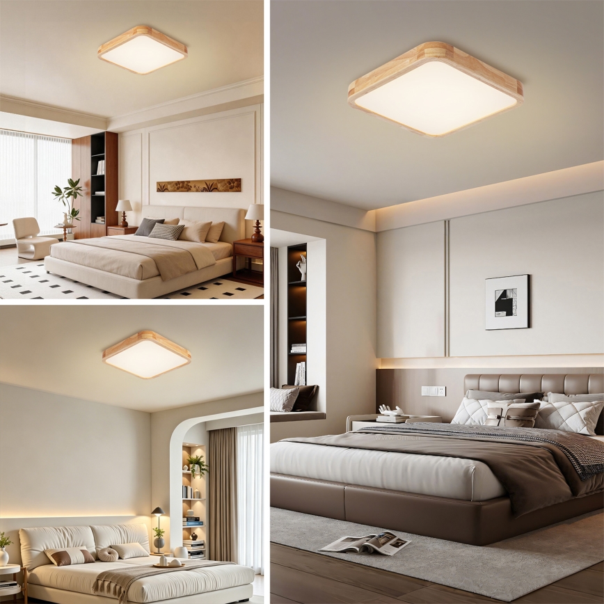 BRILAGI - Dimbart LED-takarmatur WOODLINE SQUARE LED/48W/230V 3000-6000K ek 40x40 cm + fjärrkontroll