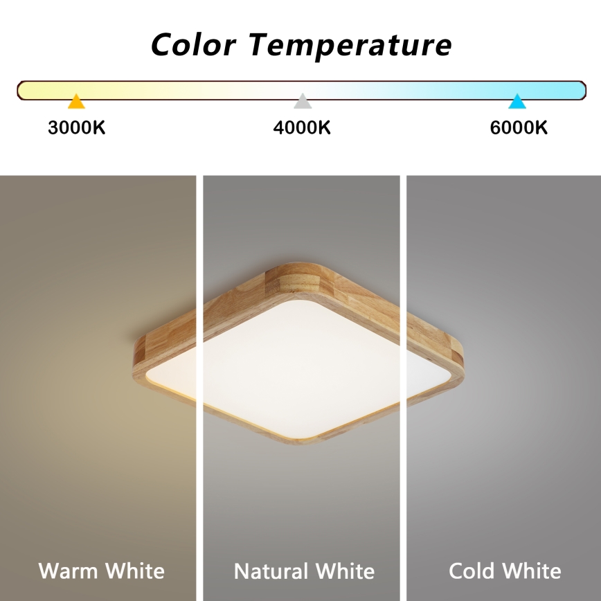 BRILAGI - Dimbart LED-takarmatur WOODLINE SQUARE LED/48W/230V 3000-6000K ek 40x40 cm + fjärrkontroll