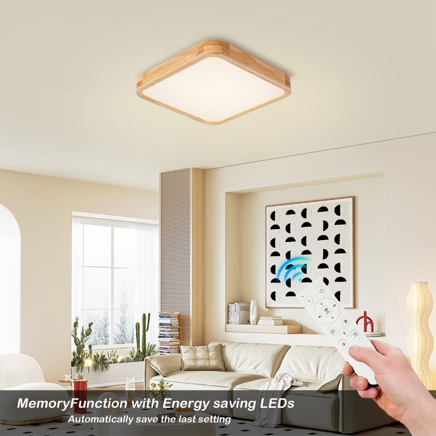 BRILAGI - Dimbart LED-takarmatur WOODLINE SQUARE LED/48W/230V 3000-6000K ek 40x40 cm + fjärrkontroll