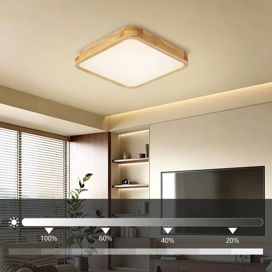 BRILAGI - Dimbart LED-takarmatur WOODLINE SQUARE LED/48W/230V 3000-6000K ek 40x40 cm + fjärrkontroll