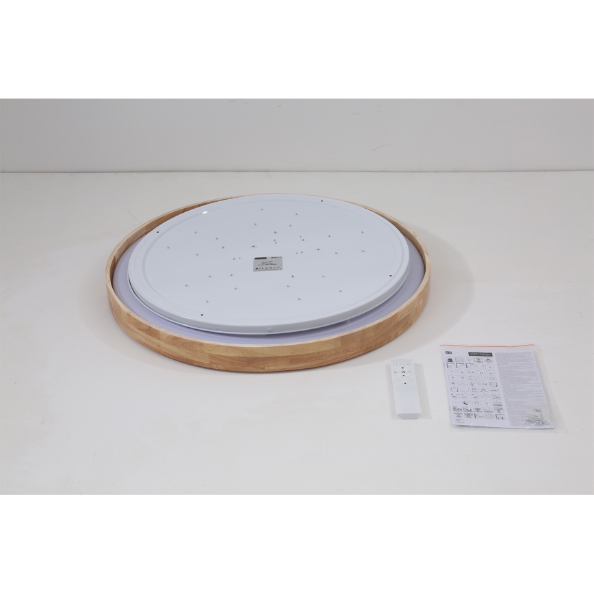 Brilagi - Dimbart LED-takarmatur WOODROUND LED/40W/230V 3000-6000K Ø 60 cm trä CRI 90 + fjärrkontroll