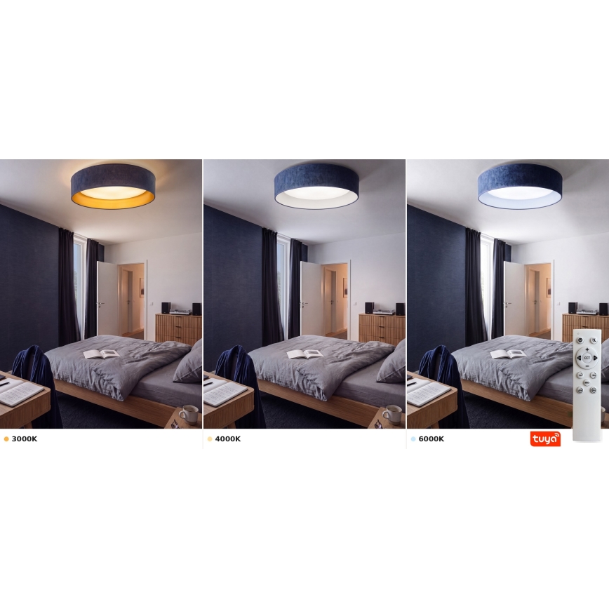 BRILAGI - Dimbart LED-takarmatur VELVET SMARTIX LED/36W/230V 3000–6000 K Ø 55 cm blå Wi-Fi Tuya Beacon + fjärrkontroll
