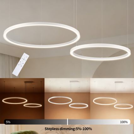 Brilagi - LED-dimbar pendellampa på vajer PORTOFINO LED/98W/230V 3000-6000K vit + fjärrkontroll