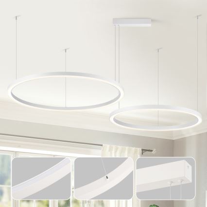 Brilagi - LED-dimbar pendellampa på vajer PORTOFINO LED/98W/230V 3000-6000K vit + fjärrkontroll