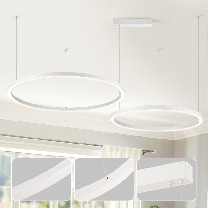 Brilagi - LED-dimbar pendellampa på vajer PORTOFINO LED/98W/230V 3000-6000K vit + fjärrkontroll