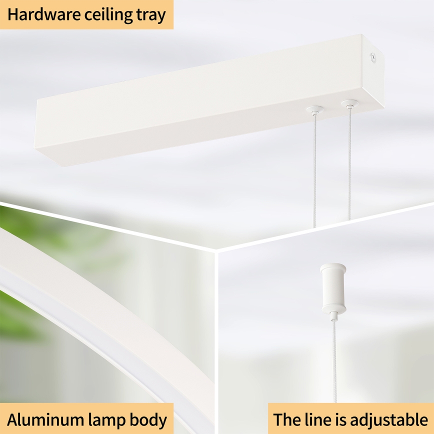 Brilagi - LED-dimbar pendellampa på vajer PORTOFINO LED/98W/230V 3000-6000K vit + fjärrkontroll