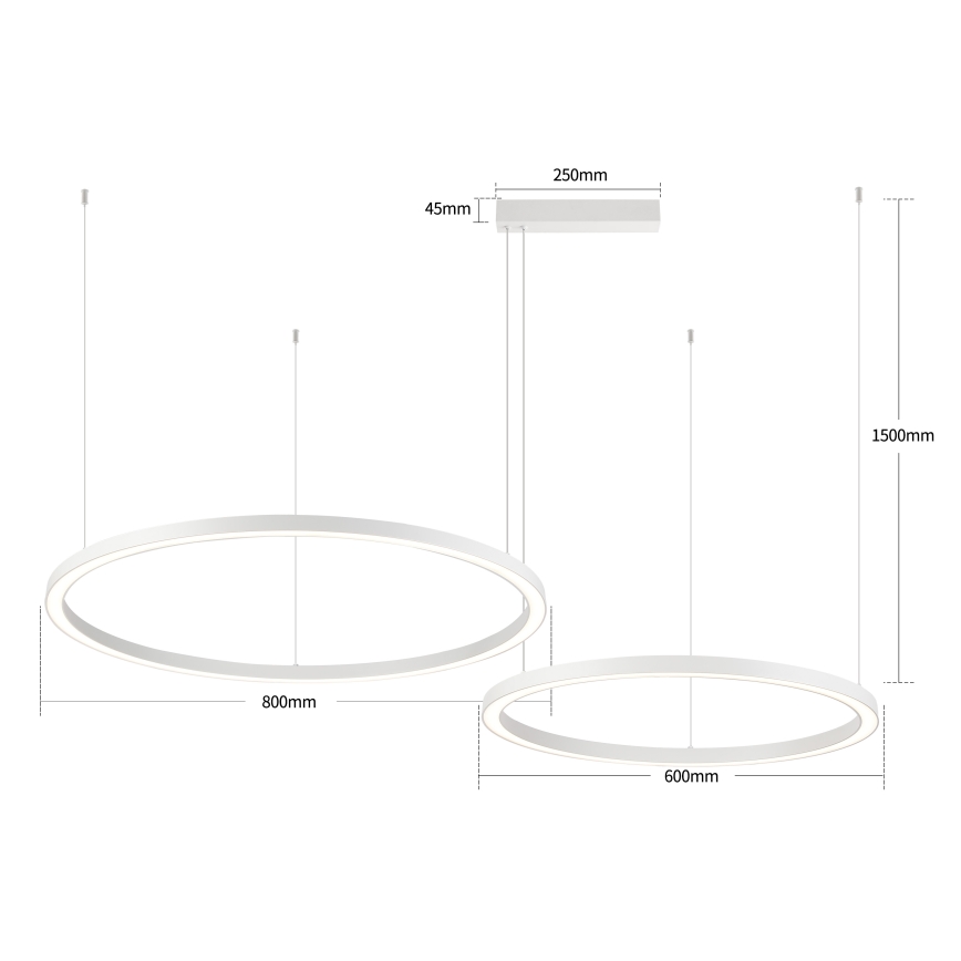 Brilagi - LED-dimbar pendellampa på vajer PORTOFINO LED/98W/230V 3000-6000K vit + fjärrkontroll