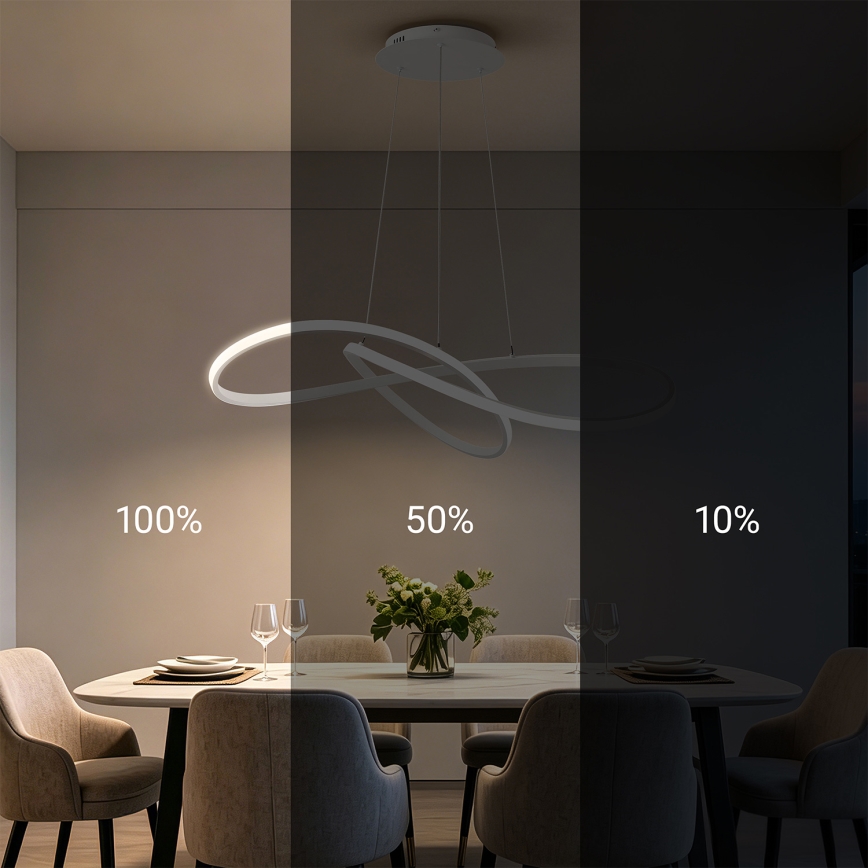 BRILAGI - INFINITY LED dimbar taklampa på vajer LED/80W/230V 3000-6000K 80x80 cm vit + fjärrkontroll