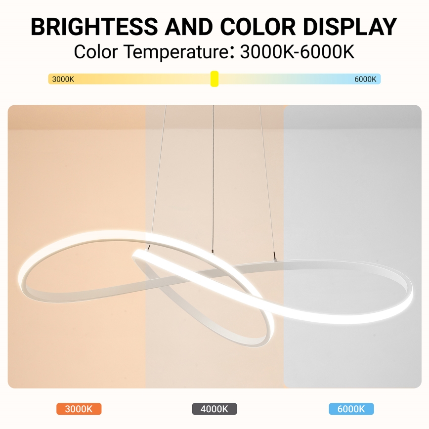 BRILAGI - INFINITY LED dimbar taklampa på vajer LED/80W/230V 3000-6000K 80x80 cm vit + fjärrkontroll