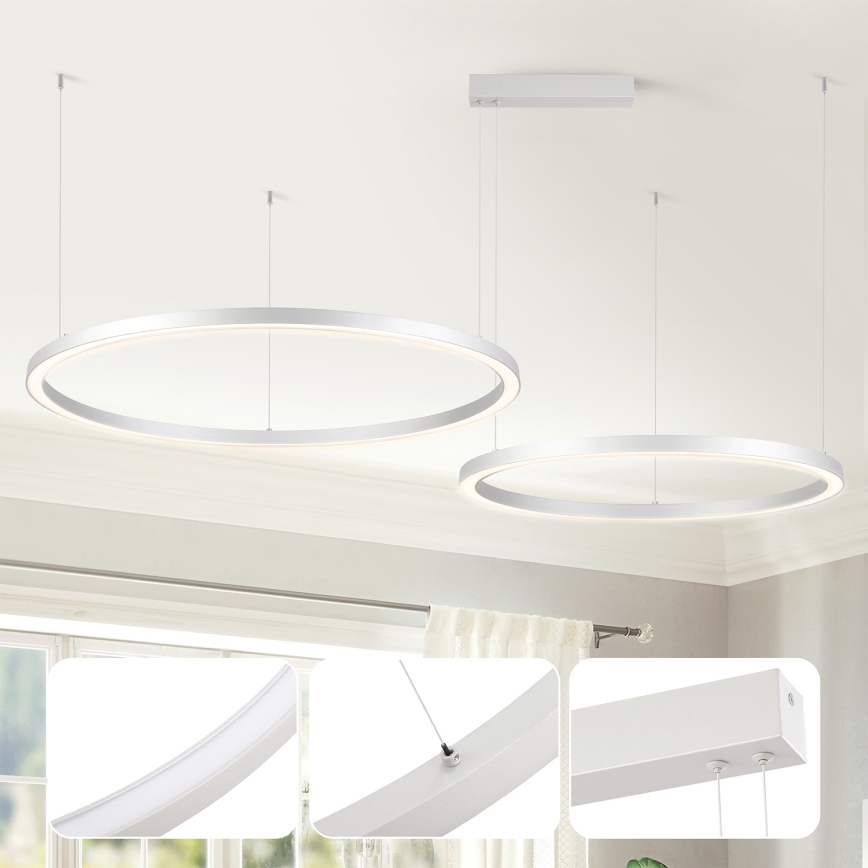 Brilagi - LED dimbar taklampa på vajer PORTOFINO LED/98W/230V 3000-6000K silverfärgad + fjärrkontroll