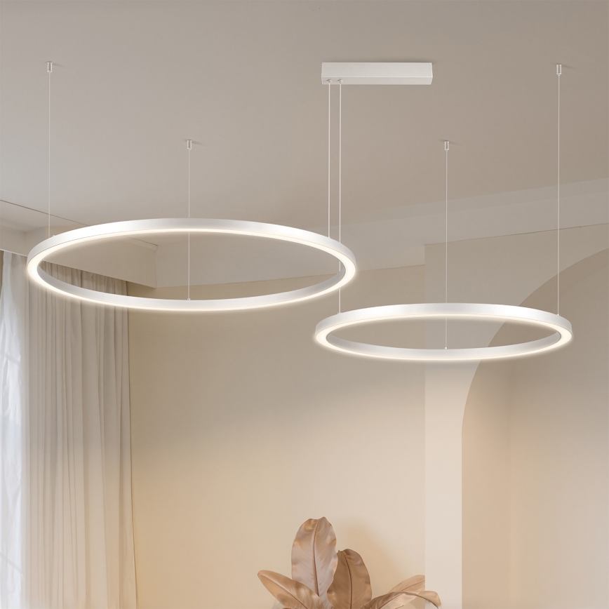 Brilagi - LED dimbar taklampa på vajer PORTOFINO LED/98W/230V 3000-6000K silverfärgad + fjärrkontroll