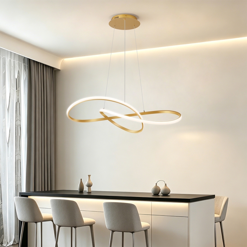 Brilagi - dimbar LED-pendellampa på vajer INFINITY LED/80W/230V 3000-6000K 80x80 cm guld + fjärrkontroll